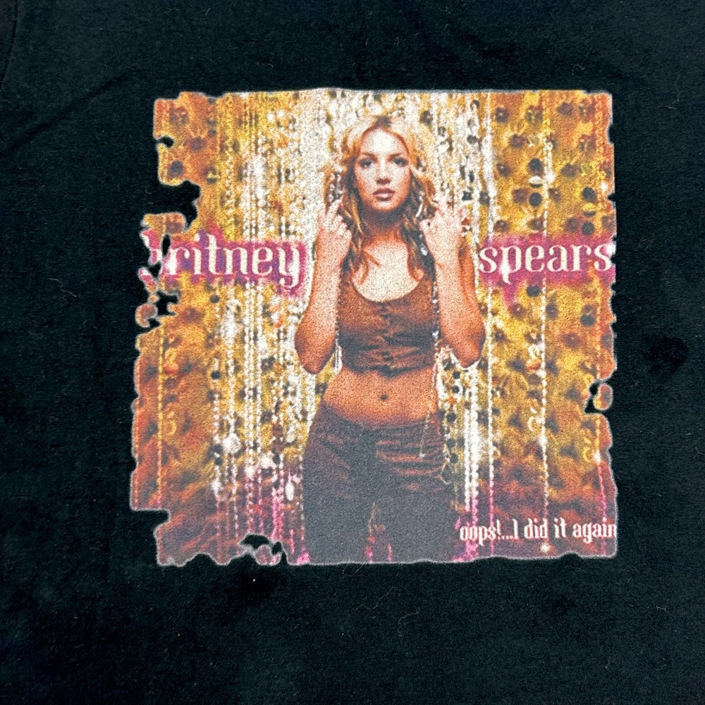BRITNEY SPEARS BLACK CROPPED T-shirt Small - Picture 2 of 5